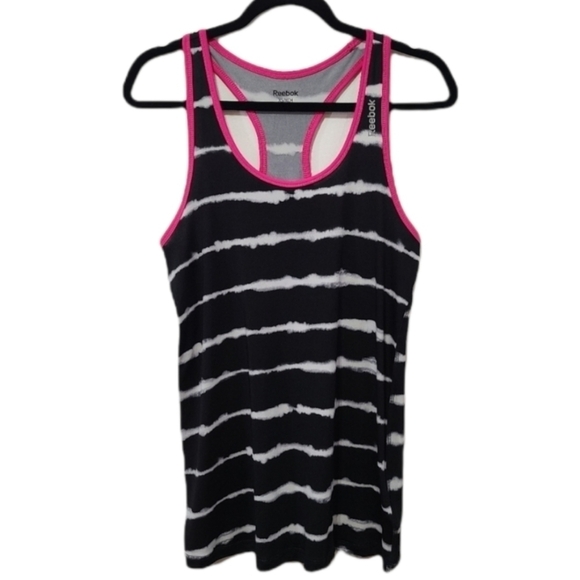 Reebok Tank Top Sleeveless Racerback Loose Fit Black White and Pink, Size XS - Picture 1 of 13
